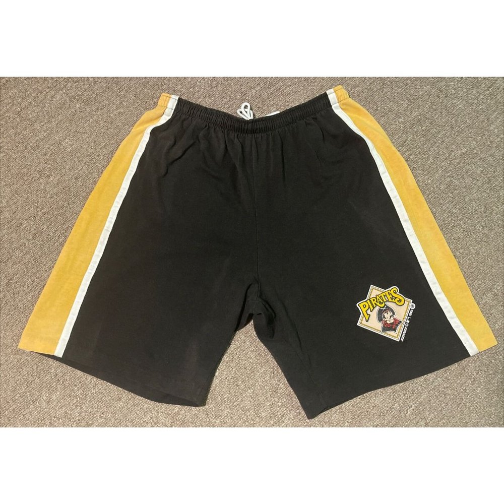 Vintage 1993 Large Pittsburgh Pirates MLB Baseball Athletic Drawstring Shorts